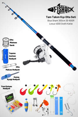 Tam Takım Kıyı Olta Seti - 300cm Kamış 30-60GR / 4000'lik Lexus Olta Makinesi - Taşıma Çantalı