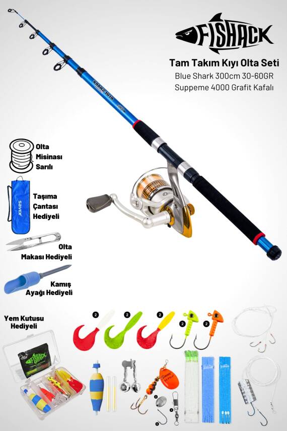 Tam Takım Kıyı Olta Seti - 300cm Kamış / 4000'lik Makine - Taşıma Çantalı - 1
