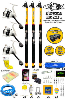 Tam Takım Sazan Olta Seti - 3'lü Set - L - 3.30MT/50-100GR