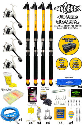 Tam Takım Sazan Olta Seti - 4'lü Set - XL - 3.60MT/50-100GR - 1