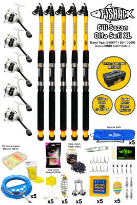 Tam Takım Sazan Olta Seti - 5'li Set - XL - 3.60MT/50-100GR