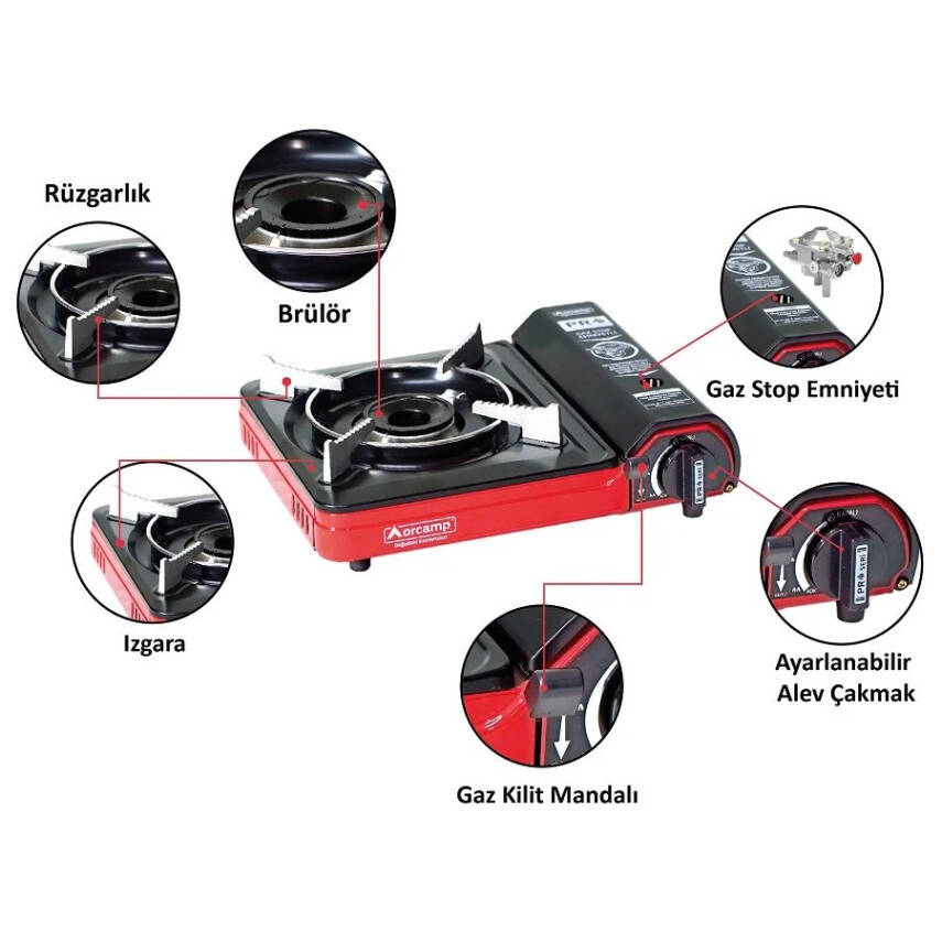Tekli Portatik Ocak - Orcamp - Kırmızı -(CK-505) - 2