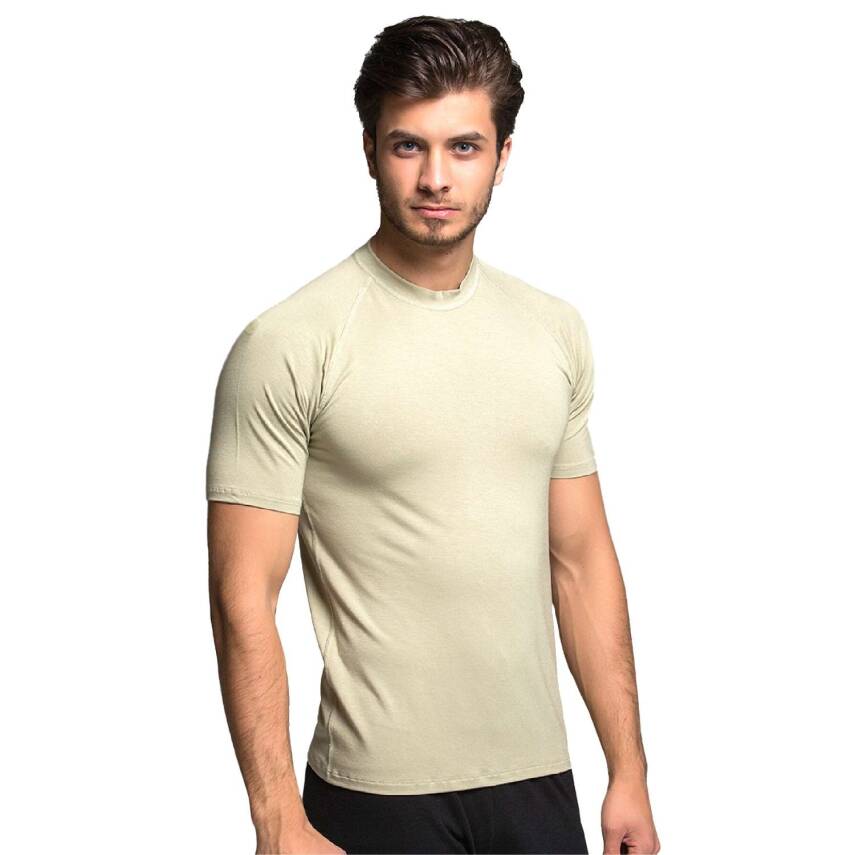 Bambu Erkek T-Shirt - Kısa Kol - Thermoform - Kum Rengiyle Gün Boyu Konfor - 1