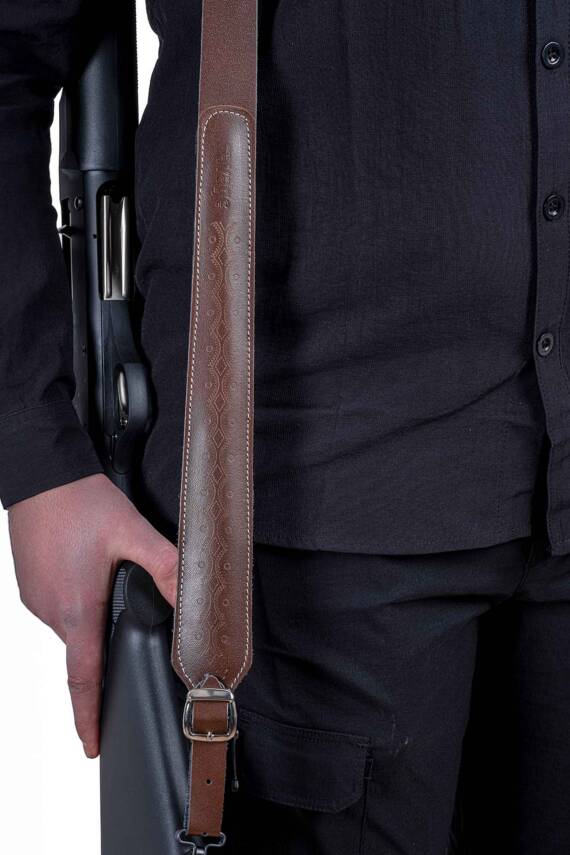 Tüfek Askı Kayışı - Savage - Lüks Deri - Koyu Kahve - 5