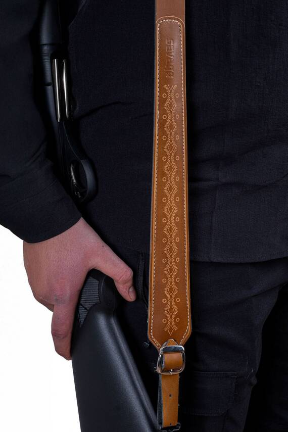 Tüfek Askı Kayışı - Savage - Lüks Deri -Taba - 5