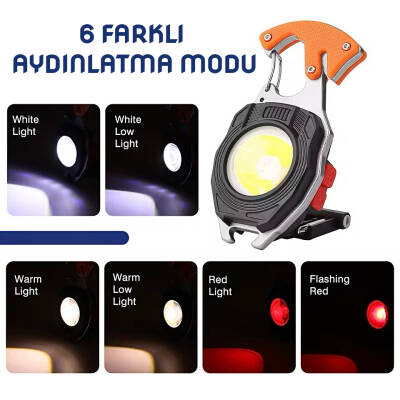 Wison Çok Fonksiyonlu Şarjlı Anahtarlıklı Fener Turuncu (WS-5050) - 3