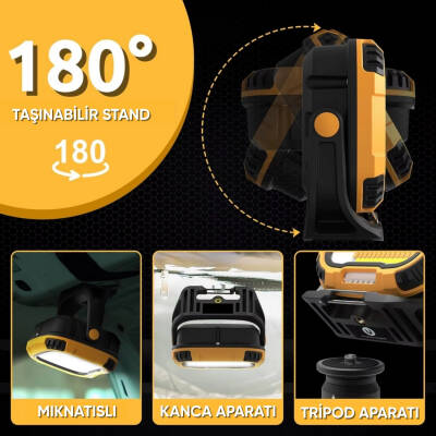 Şarj Edilebilir Çalışma Lambası - Wison - Çok Fonksiyonlu - Mıknatıs & Kancalı - 2