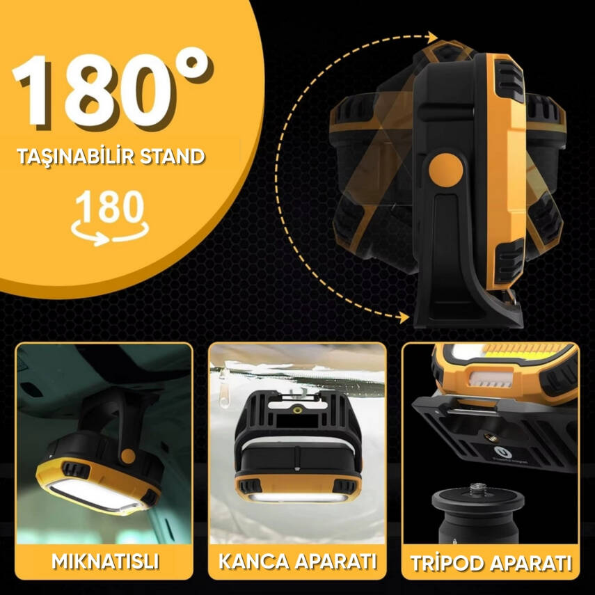 Şarj Edilebilir Çalışma Lambası - Wison - Çok Fonksiyonlu - Mıknatıs & Kancalı - 2