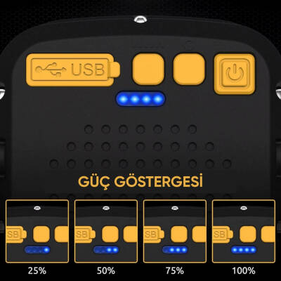 Şarj Edilebilir Çalışma Lambası - Wison - Çok Fonksiyonlu - Mıknatıs & Kancalı - 3