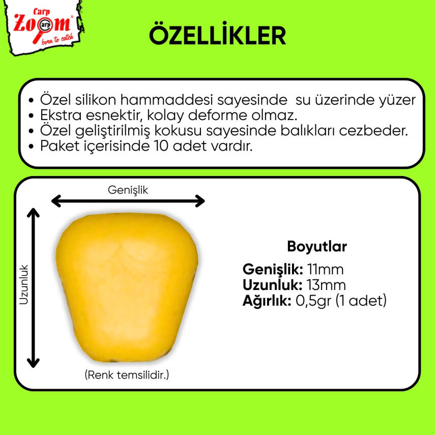 Yüzen Silikon Mısır Yem - Yüzen Sazan Mısırı - Midi - 10 Adet - Bal Kokulu - 2