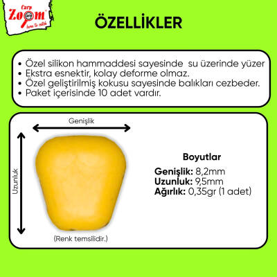 Yüzen Silikon Mısır Yem - Yüzen Sazan Mısırı - Mini - 10 Adet - Bal Kokulu - 3